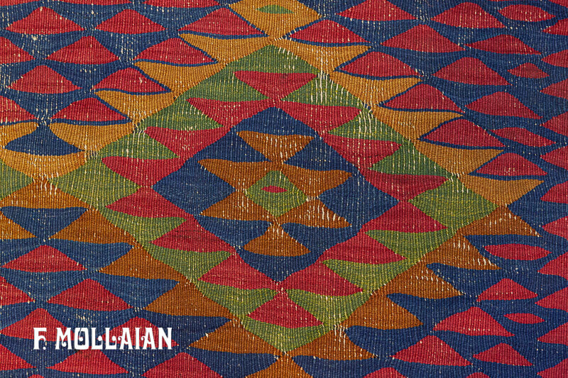 Kilim Antico Turco Sarkoy Di Lana Con Disegno Geometrico e Colori Saturi n°:40206582